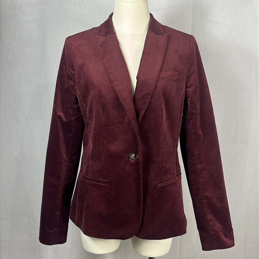 Banana‎ Republic Classic Velvet Blazer in Maroon.